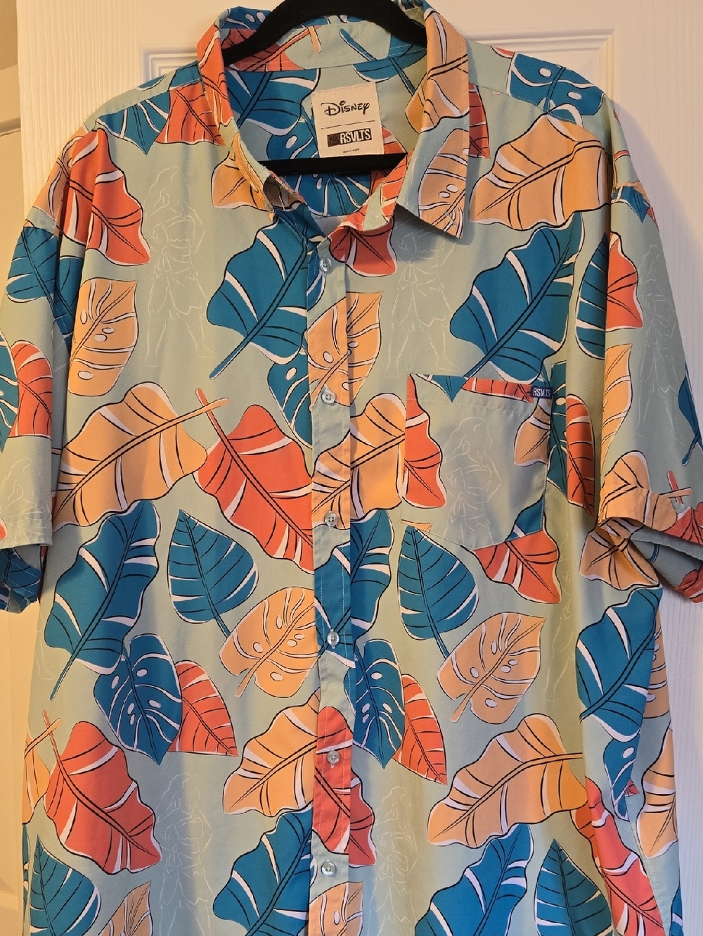 Men’s RSVLTS Moana Disney Button Up Shirt- Blue/Orange